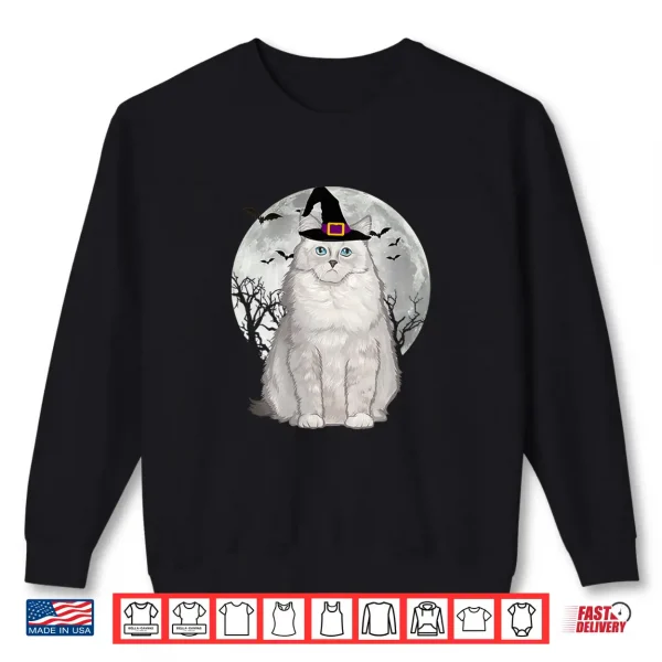 Sweatshirt Womens Scary Ragdoll Cat Witch Hat Halloween Shirt