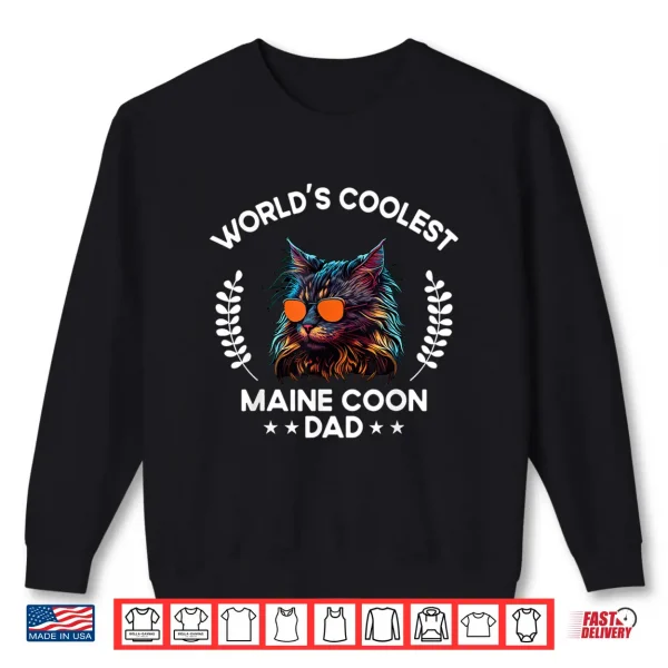 Sweatshirt Worlds Coolest Dog Dad Papa Men Maine Coon Cat Shirt