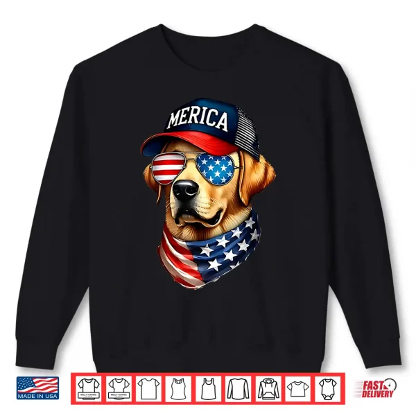 Sweatshirt Yellow Labrador Retriever 4th of July Merica USA Flag Lab Shirt