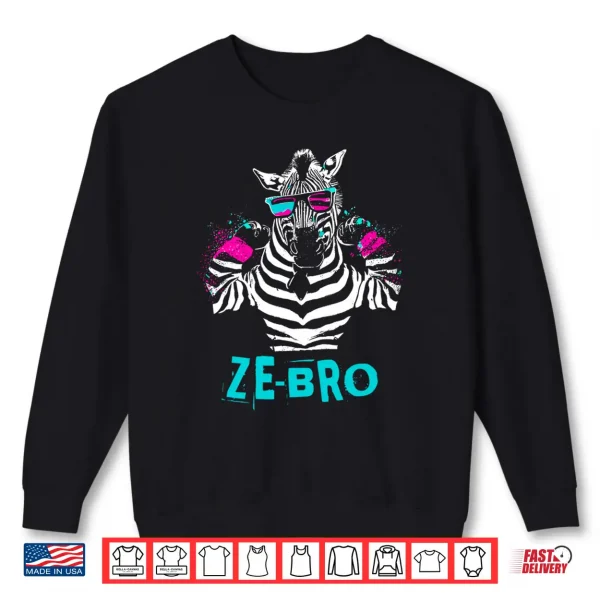 Sweatshirt Ze Bro Retro Zebra Bro Flex Animal Word Pun Lover Performance Shirt