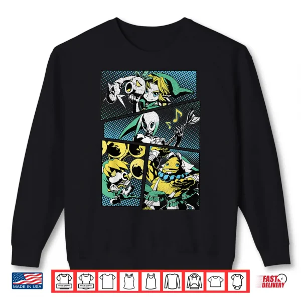 Sweatshirt Zelda Link Manga Style Comic Panels Shirt