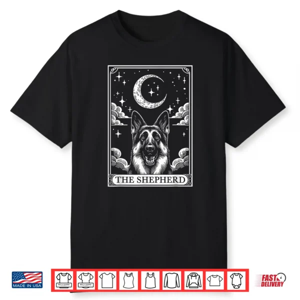 Tarot Card Vintage Crescent Moon German Shepherd Dog Mom Shirt