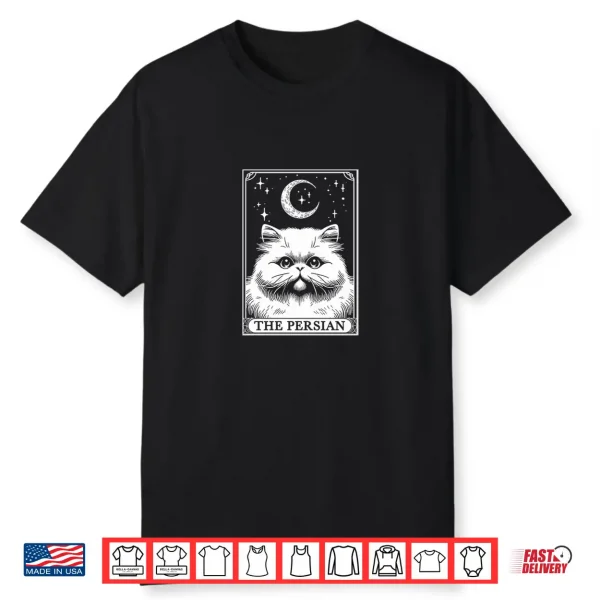Tarot Card Vintage Crescent Moon Persian Cat Mom Cat Lovers Shirt