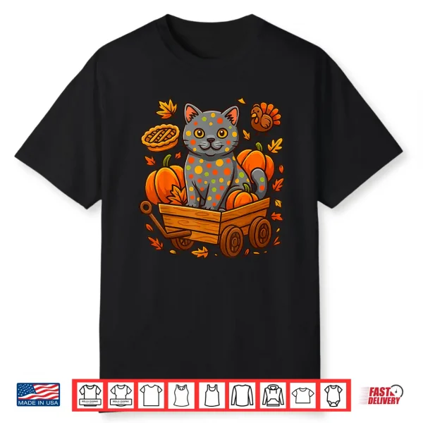 Thankful British Shorthair Cat Kitten Thanksgiving Pumpkin P Shirt