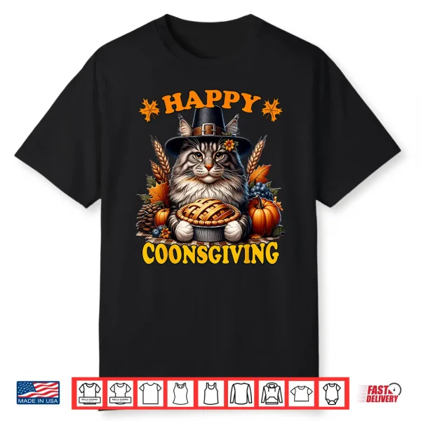 Thanksgiving Maine Coon Cat Professional Minimalist Modern Graphic Shirt