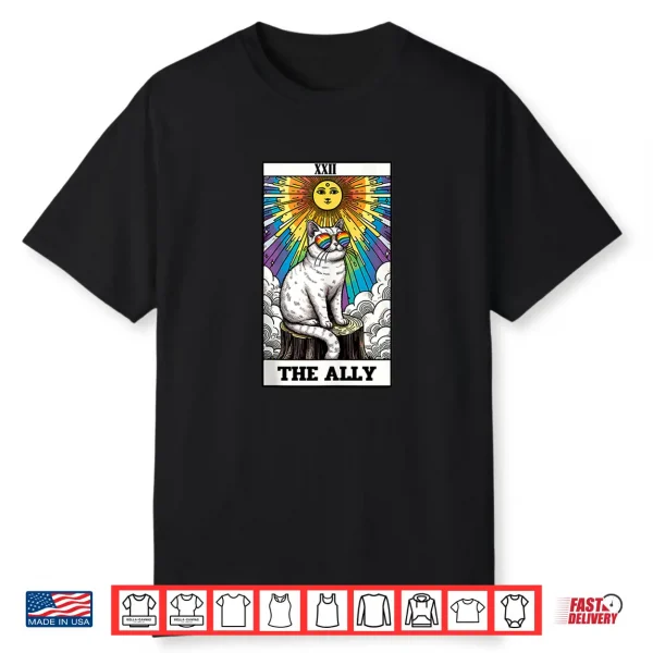 The Ally Cat Rainbow Lgbtq Tarot Card Les Gay Pride Support Shirt