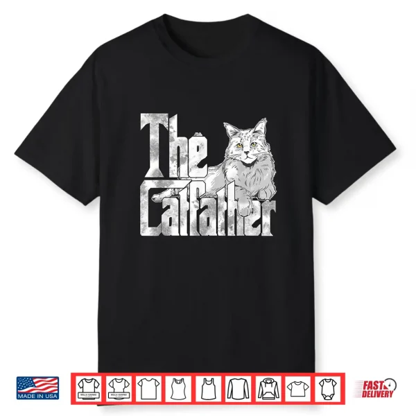 The Catfather Maine Coon Cat Father Mafia Whiskers Daddy Shirt