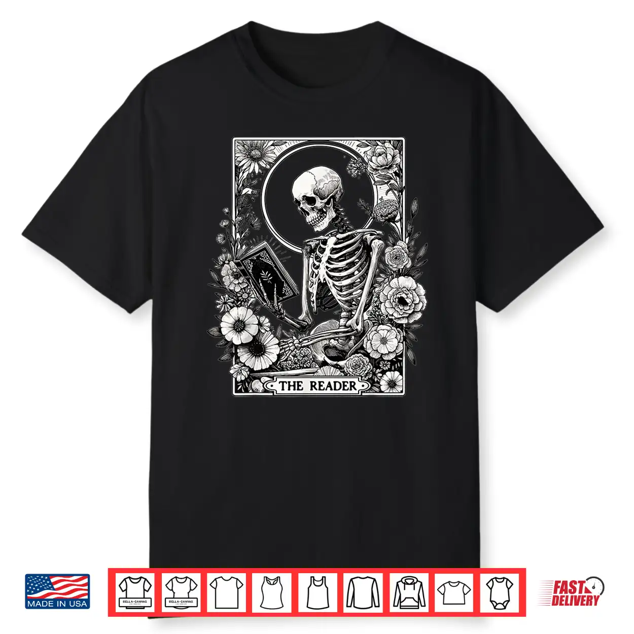 The Reader Skeleton Book Lover Tarot Card Reading Funny Book Shirt The Reader Skeleton Book Lover Tarot Card Reading Funny Book Shirt