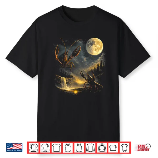 Three Crawfish Moon Crawfish Howling To The Moon Shirt