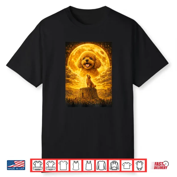 Toy Poodle Howling To The Moon Vintage Funny Dog Graphic Shirt