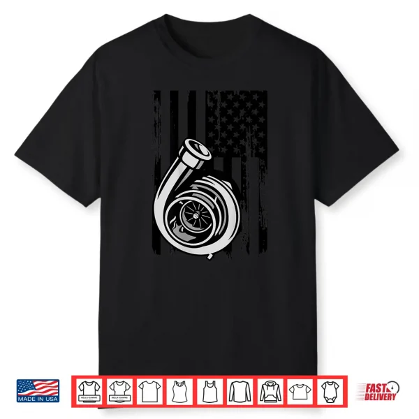 Turbo Flag Patriotic American Car Enthusiast Racing Drifting Shirt