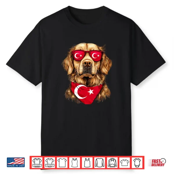 Turkish Flag Golden Retriever Dog Heritage Turkey Shirt