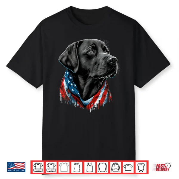 Usa 4Th Of July Black Patriotic American Labrador Retriever Shirt
