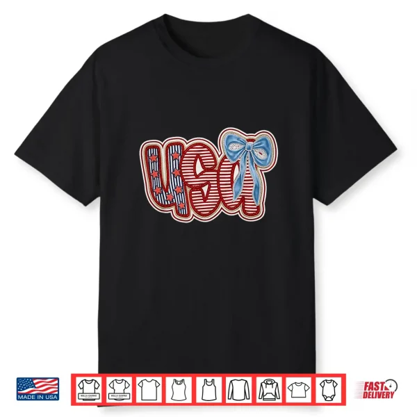 Usa 4Th Of July Coquette Bow Shirt