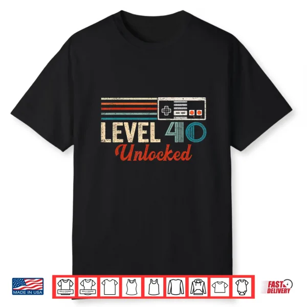 Unlocked Level 40 Birthday Boy Video Game Controller Shirt