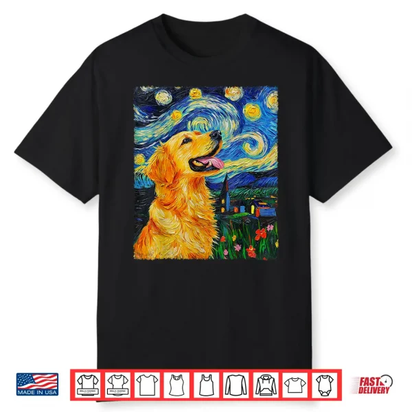 Van Gogh Starry Night Golden Retriever Shirt