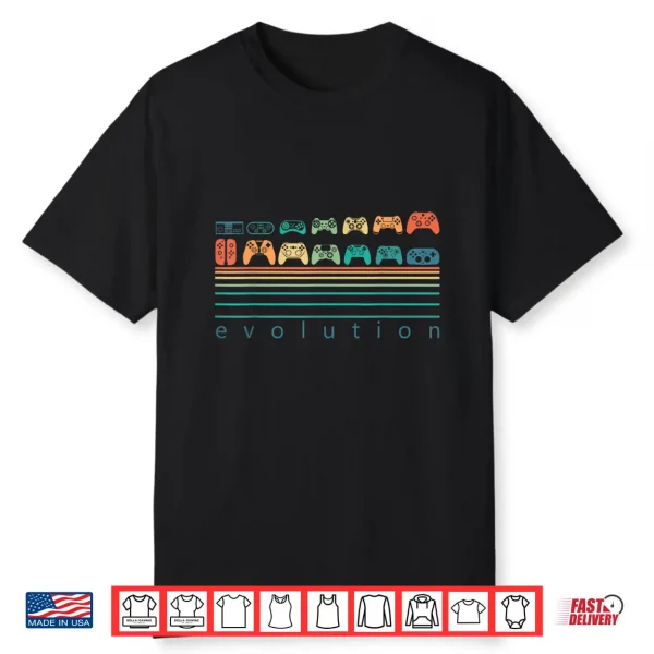 Video Game Controller Evolution 80S 90S Retro Gaming Gamer Shirt