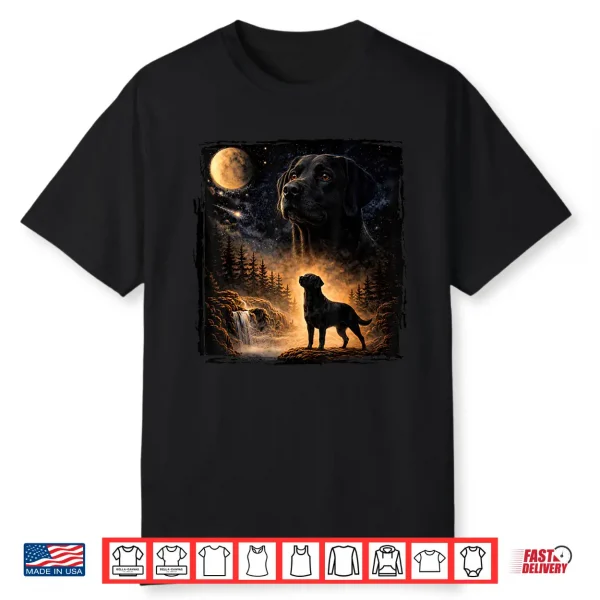 Vintage 90S Black Labrador Retriever Howling At The Moon Shirt
