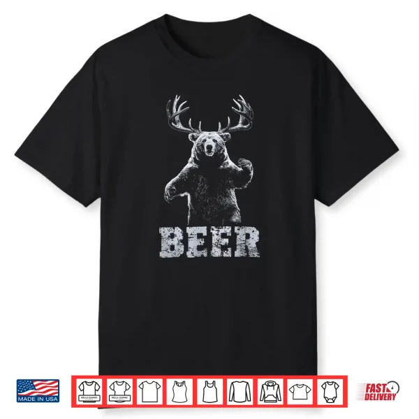 Vintage Bear Deer Hunter Funny Beer Drinker And Hunting Shirt
