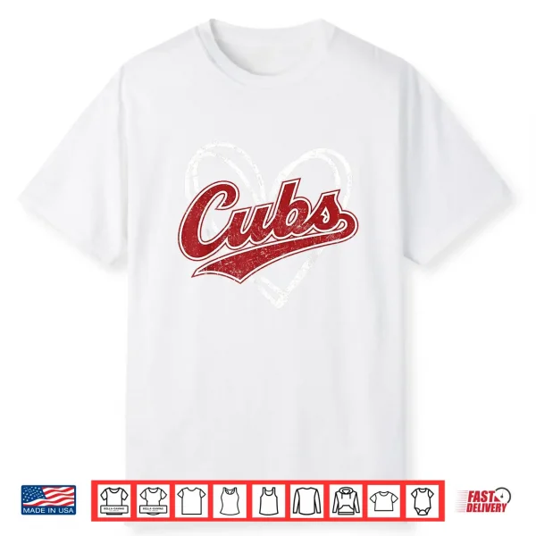 Vintage Cubs Gifts Heart For Men Women Boys Girls Kids Shirt