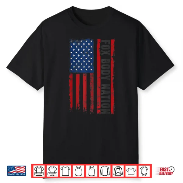 Vintage Foxbody American Flag Stang Muscle Car Gift Shirt