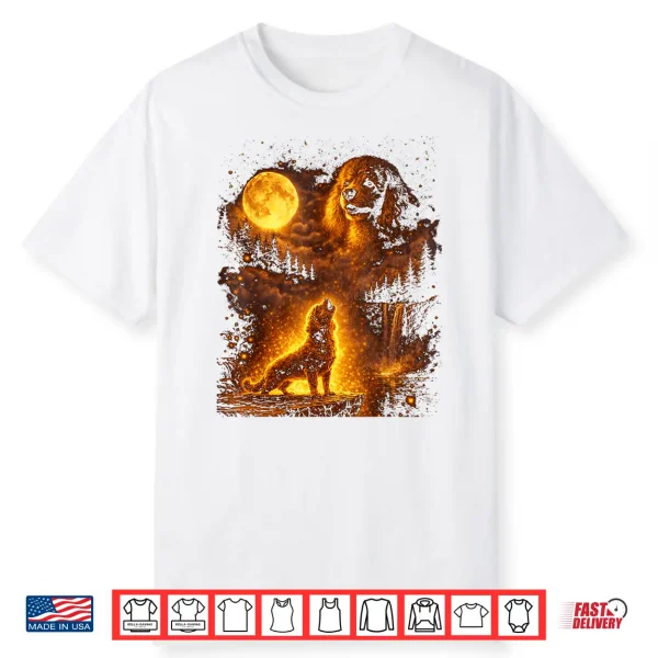 Vintage Moonlight Dog Funny Poodle Howling At The Moon Shirt