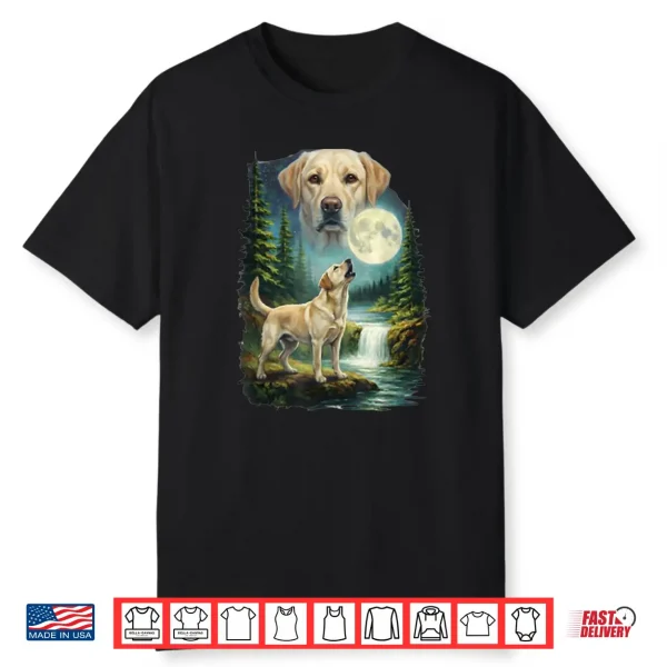 Vintage Night Labrador Retriever Howling Moon Retro Dog Art Shirt