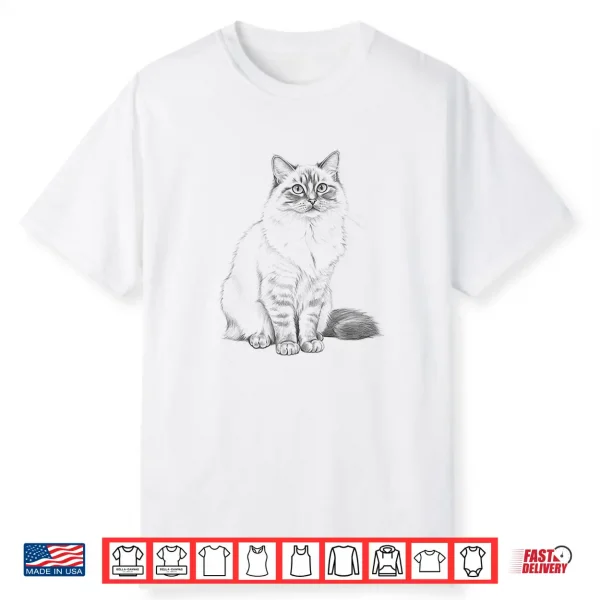 Vintage Ragdoll Cat Sketch Art Design Shirt