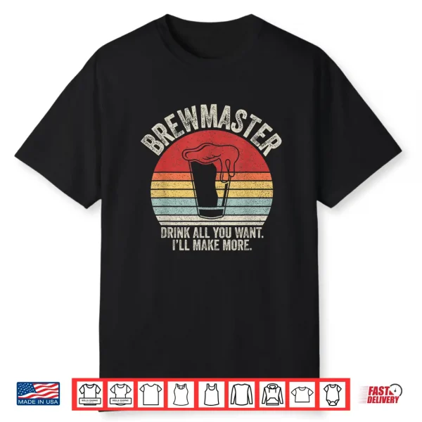 Vintage Retro Brewmaster Craft Beer Home Brewing Brewer Gift Shirt