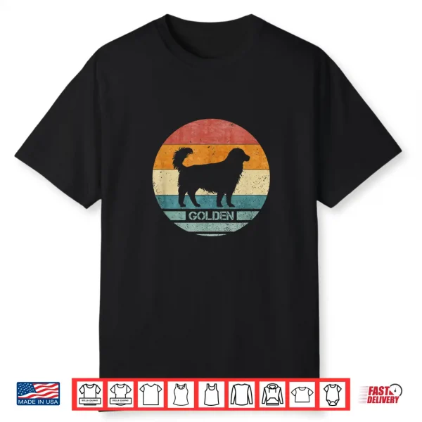Vintage Retro Golden Retriever Dog Silhouette Funny Pet Love Shirt