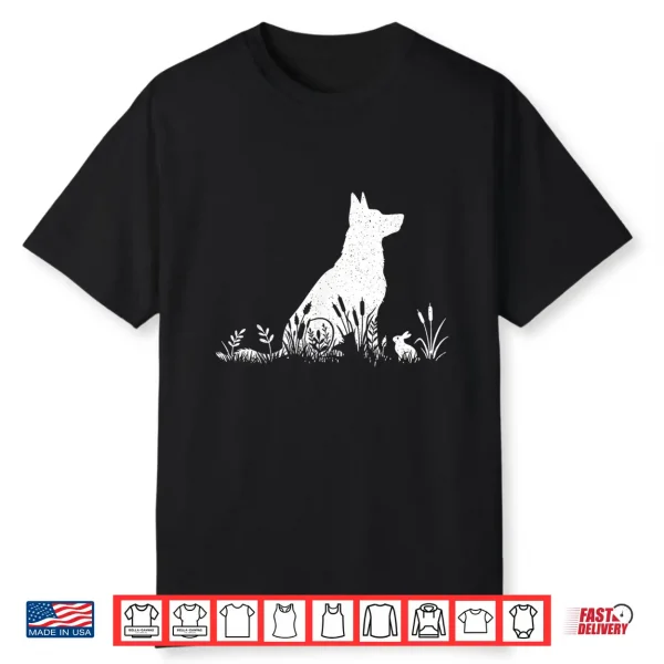 Vintage Silhouette German Shepherd Shirt Women Cute Dog Mom Shirt