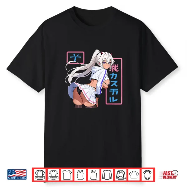 Waifu Sexy Anime Girl Horns Mini Skirt Japanese Manga Style Shirt