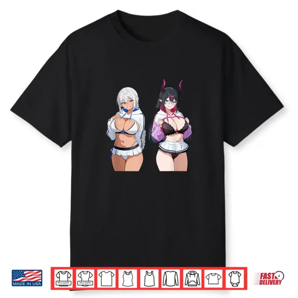Waifu Sexy Anime Girl Horns Mini Skirt Japanese Retro Art Shirt