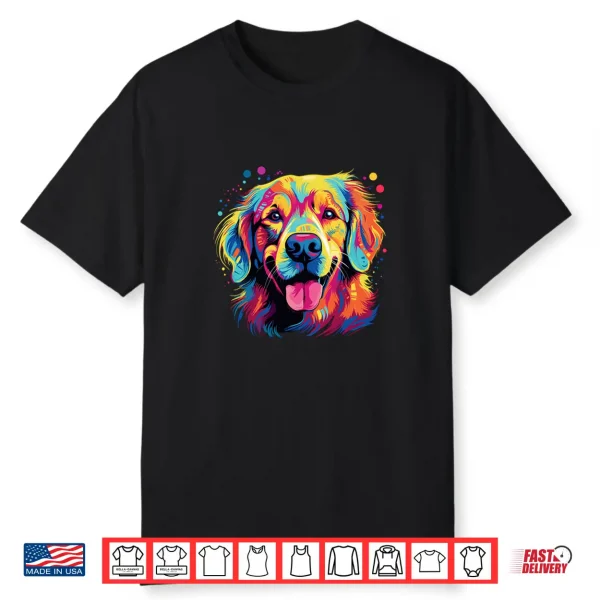 Watercolor Colorful Golden Retriever Dog Shirt