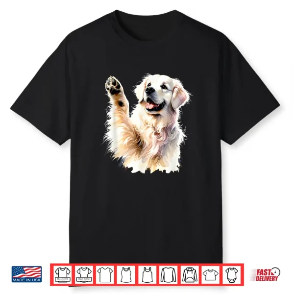White English Cream Golden Retriever Funny Pooch Paw Canine Shirt