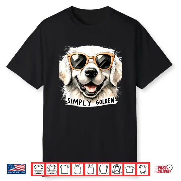 White English Cream Golden Retriever Glasses Simply Golden Shirt