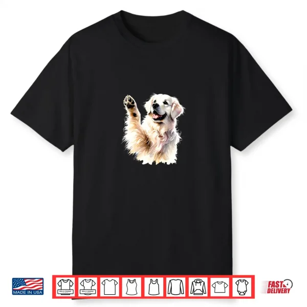 White English Cream Golden Retriever Paw Canine Pooch Fun Shirt