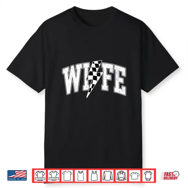 Wife Lightning Bolt Racing Checkered Mother’S Day Varsity Shirt