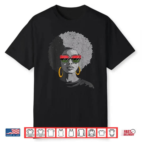 Women Black Queen Afro Melanin Face Dripping Juneteenth Shirt