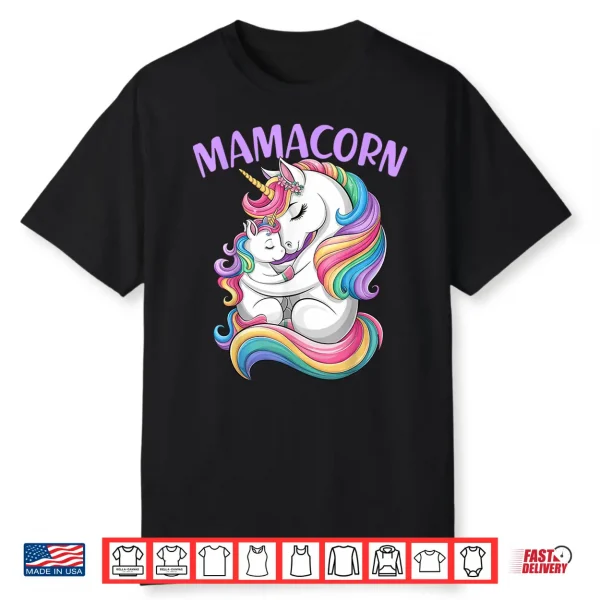 Women Mamacorn Mom Baby Girl Daughter Unicorn Mother’S Day Shirt