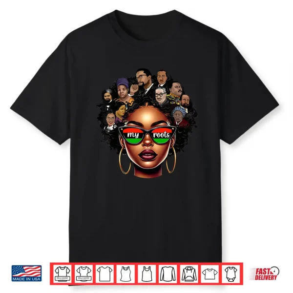 Womens Black Queen Pride Afro Melanin Girl Bhm Juneteenth Shirt