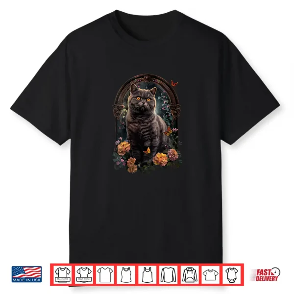 Womens Exotic Shorthair Cat Flower Shirt