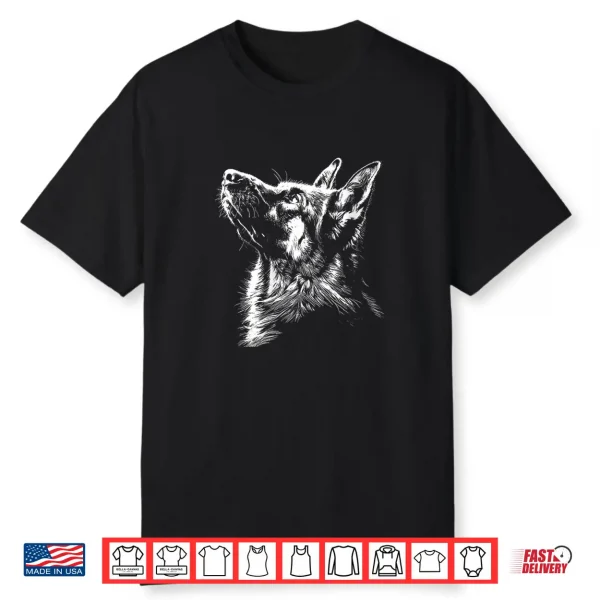 Womens German Shepherd Silhouette Graphic German Shepherd Dog Lover Shirt