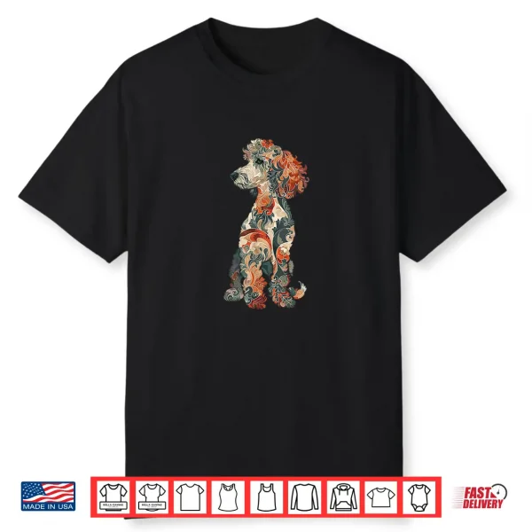 Womens & Girls Multicolored Cute Folk Art Poodle Lover Shirt