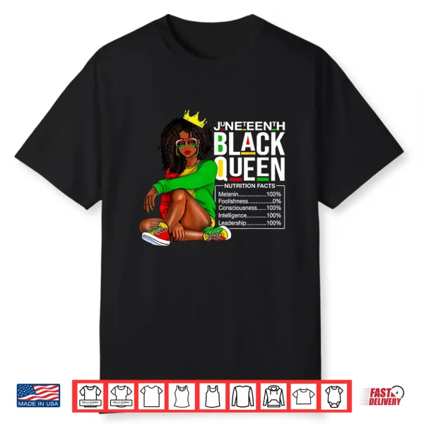 Womens Juneteenth Black Queen Nutritional Facts 4Th Of July Shirt