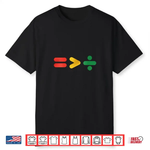 Womens Juneteenth Equality Is Greater Than Division Afro Shirt