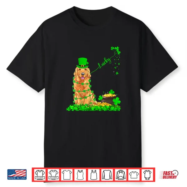 Womens Lucky Golden Retriever St. Patrick’S Day Irish Men Women Shirt