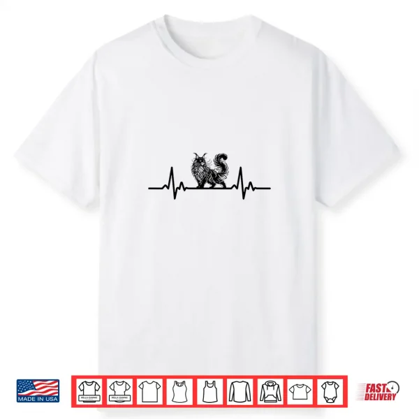 Womens Maine Coon Cat Heartbeat Shirt