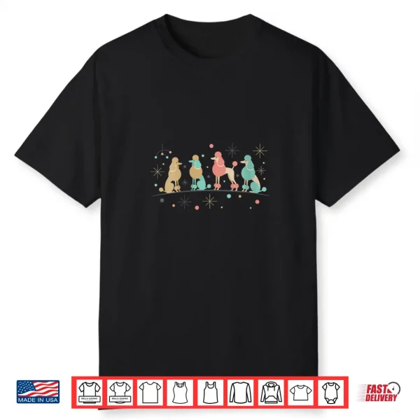 Womens Mid Century Modern Dog Poodle Retro Atomic Shirt