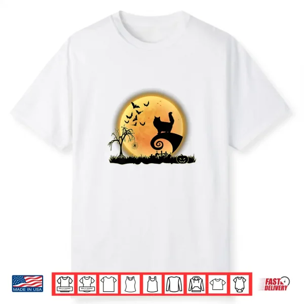 Womens Persian Cat Scary And Moon Funny Kitty Halloween Costume Shirt